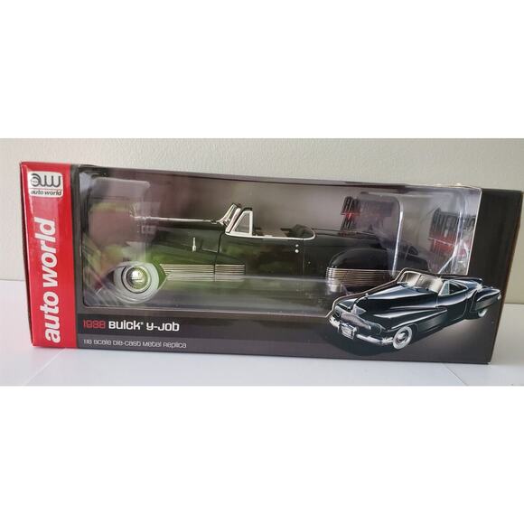 Auto World 1:18 scale 1938 Buick Y-Job Black Convertible NIB - Picture 1 of 6